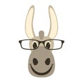 Donkey face in glasses, vector illustration front Royalty Free Stock Photo