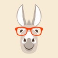 Donkey face in glasses vector illustration style flat Royalty Free Stock Photo