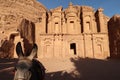 Donkey in front of the Monastery, Ad Deir, Ad-Dayr, el-Deir, Petra, Jordan
