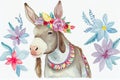 A donkey, generative ai illustration done in a boho style with intricate details and patterns