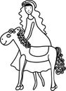 Donkey and girl. Cartoon illustration of child and animal Royalty Free Stock Photo