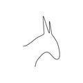 Donkey head line icon. Farm animal continuous line drawn vector Royalty Free Stock Photo