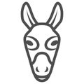 Donkey head line icon, Farm animals concept, mule face sign on white background, Donkey head silhouette icon in outline Royalty Free Stock Photo