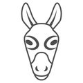 Donkey head thin line icon, Farm animals concept, mule face sign on white background, Donkey head silhouette icon in Royalty Free Stock Photo