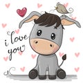 Donkey with Hearts on white background Royalty Free Stock Photo