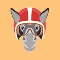 Donkey in helmet face head vector illustration flat style Royalty Free Stock Photo