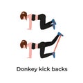 Donkey kick backs, booty workout with resistance bands