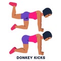 Donkey kicks. Sport exersice. Silhouettes of woman doing exercise. Workout, training Royalty Free Stock Photo