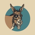 The donkey laughing and wearing glasses