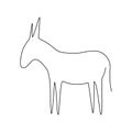 Donkey line icon. Farm animal continuous line drawn vector illustration. Royalty Free Stock Photo