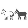 Donkey line and solid icon, Farm animals concept, mule sign on white background, Donkey silhouette icon in outline style Royalty Free Stock Photo