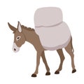 Donkey loaded with vector flat