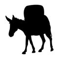 Donkey loaded with vector silhouette black