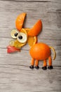 Donkey made of grape and oranges