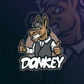 Donkey mascot logo design vector with modern illustration concept style for badge, emblem and t shirt printing. Smart donkey Royalty Free Stock Photo