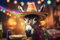 A donkey in a Mexican sombrero hat at the celebration of Cinco de Mayo Royalty Free Stock Photo