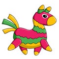 Donkey PiÃÂ±ata cartoon isolated illustration for Pinata Day on April 18th. Mexican celebration color symbol Royalty Free Stock Photo