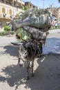 A donkey pulling a cart on a road in Luxor in Egypt. Royalty Free Stock Photo