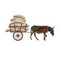 Donkey cart with sacks