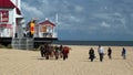 Donkey riding on Great Yarmouth beach. Royalty Free Stock Photo