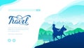 Donkey riding vector landing page template Royalty Free Stock Photo