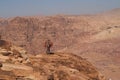 Donkey on a rock close to the view point of the high place of sacrifice trail, Petra, Jordan Royalty Free Stock Photo