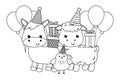 Donkey sheep and chicken with happy birthday icon design
