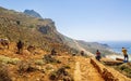 Donkey taxi near Balos Beach, Gramvoussa Peninsula, Balos Bay, Gramvousa Peninsula, Crete, Greek Islands, Greece, Europe