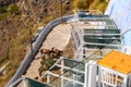 Donkey taxis in Fira on the Santorini Island. Royalty Free Stock Photo