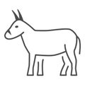 Donkey thin line icon, Farm animals concept, mule sign on white background, Donkey silhouette icon in outline style for Royalty Free Stock Photo