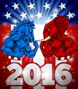 Donkey vs Elephant 2016 Election Concept Royalty Free Stock Photo