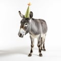 A Donkey Wearing A Birthday Party Hat On A White Background Royalty Free Stock Photo