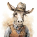 Watercolor Donkey Cowboys: Editorial Illustrations With Expressive Characters
