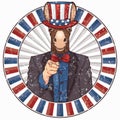 donkey wearing uncle sam& x27;s hat. Vector illustration decorative background design