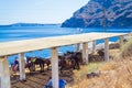 Donkeys Shelter by Thirasia island port and Santorini Greece
