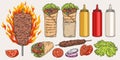 Donner kebab set emblems colorful Royalty Free Stock Photo