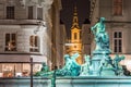 Donnerbrunnen fountain in Vienna in Christmas time Royalty Free Stock Photo