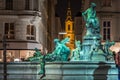 Donnerbrunnen fountain in Vienna in Christmas time Royalty Free Stock Photo