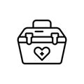 Donor box container line icon. Isolated vector element.