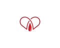 Donor center isolated icon, heart and blood drops
