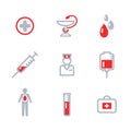 Donor Icons Set. Blood Donation Royalty Free Stock Photo