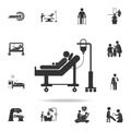 donor lies on a gurney and blood transfusions illustration icon. Detailed set of medicine element Illustration. Premium quality gr