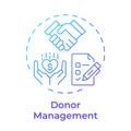 Donor management blue gradient concept icon Royalty Free Stock Photo