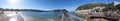 Donostia-San Sebastian, Basque Country, City, Spain. The beach of La Concha from the pier, panoramic view