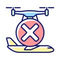 Dont fly near aircrafts RGB color manual label icon