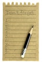 Dont forget list and pencil on a natural note pa Royalty Free Stock Photo