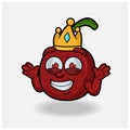 Dont Know Smile expression with Cherry Fruit Crown Mascot Character Cartoon Royalty Free Stock Photo