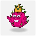 Dont Know Smile expression with Dragon Fruit Crown Mascot Character Cartoon Royalty Free Stock Photo