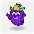 Dont Know Smile expression with Grape Fruit Crown Mascot Character Cartoon Royalty Free Stock Photo