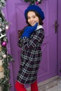 Dont let winter cold affect your style. Happy child in winter style. Style and fashion. Fashion trends for winter season Royalty Free Stock Photo